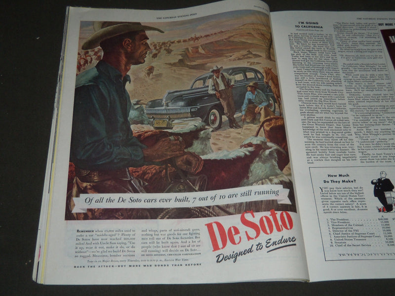 1944 OCTOBER 21 THE SATURDAY EVENING POST MAGAZINE - ILLUSTRATED COVER - SP 139