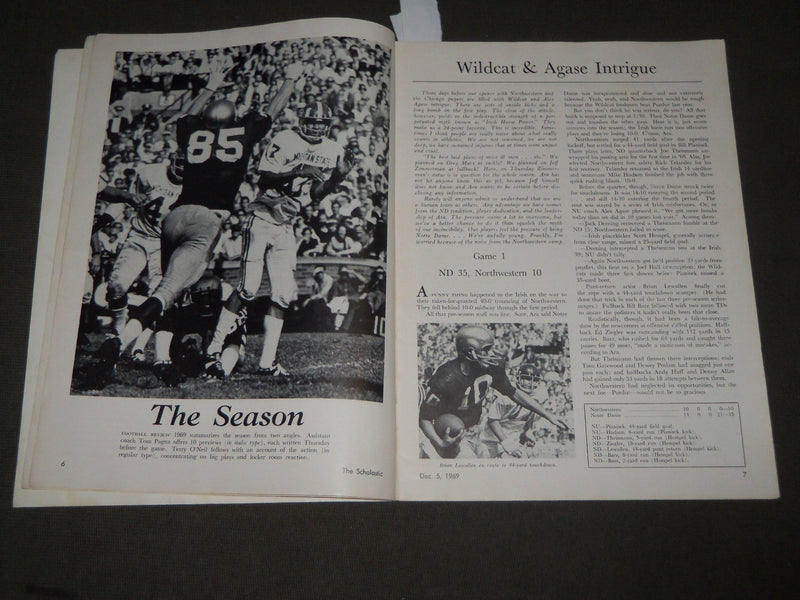 1969 DECEMBER 5 NOTRE DAME FOOTBALL REVIEW PROGRAM - GAME PHOTOS - J 2733