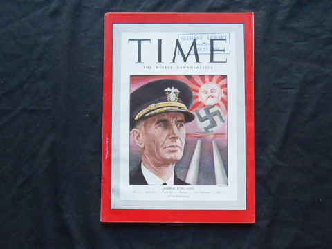 1942 DECEMBER 7 TIME MAGAZINE - ADMIRAL ERNEST J. KING - T 843