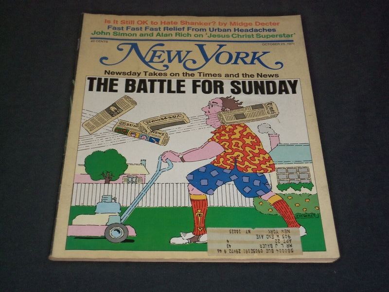 1971 OCTOBER 25 NEW YORK MAGAZINE - THE BATTLE FOR SUNDAY - SP 3808