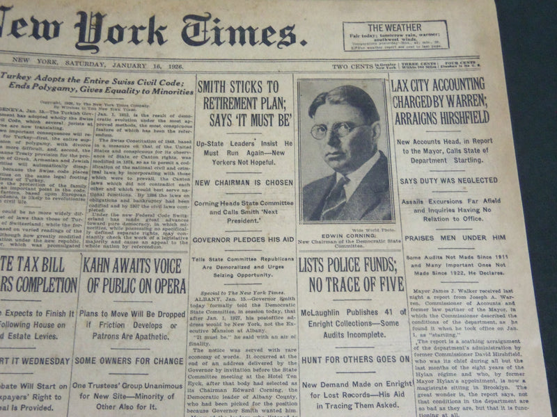 1926 JANUARY 16 NEW YORK TIMES - KAHN AWAITS VOICE OF PUBLIC ON OPERA - NT 7040