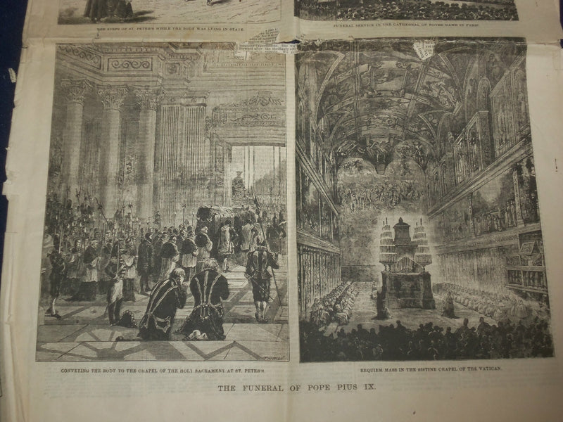 1878 MARCH 19 THE DAILY GRAPHIC - PIUS IX FUNERAL - AMERICAN COLLEGE - NP 5074