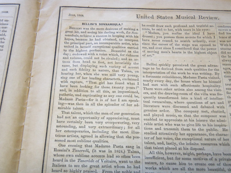 1868 JULY UNITED STATES MUSICAL REVIEW NEWSPAPER - NEW YORK - NP 5828