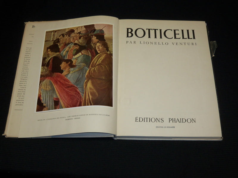 1949 SANDRO BOTTICELLI PAR LIONELLO VENTURI HARDCOVER BOOK - R 713S