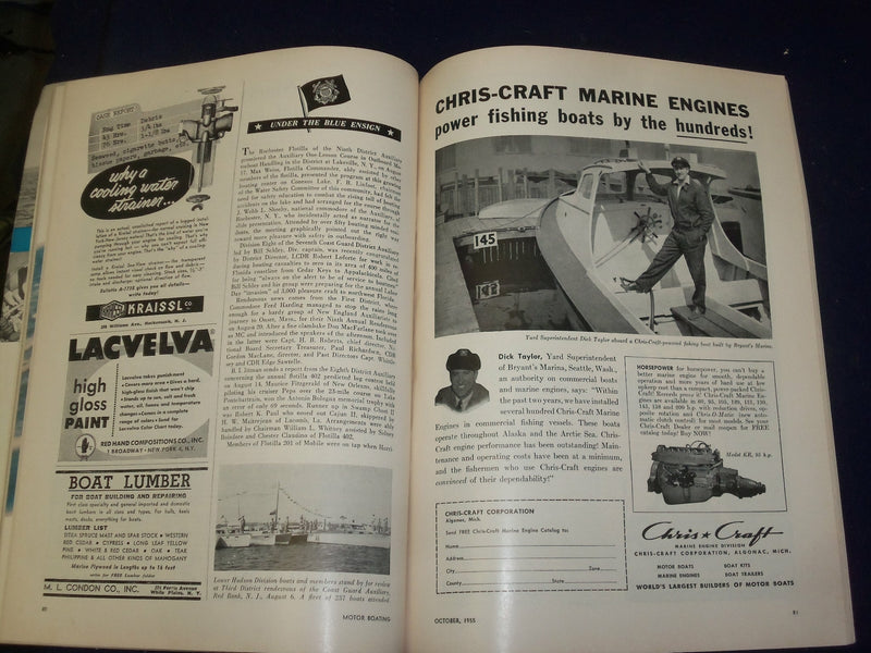 1955 OCTOBER MOTOR BOATING MAGAZINE - THE YACHTSMEN'S MAGAZINE - B 6620