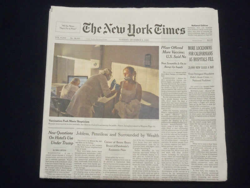 2020 DECEMBER 8 NEW YORK TIMES-MORE LOCKDOWNS FOR CALIFORNIANS AS HOSPITALS FILL