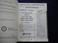1977 DODGE COMPACT - PLYMOUTH VOYAGER SERVICE MANUAL - SOFTCOVER - KD 8012