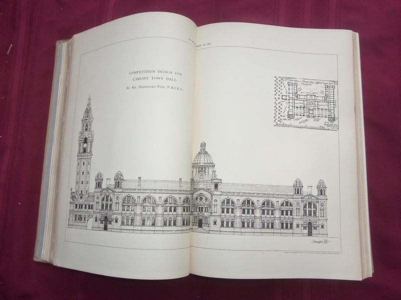 1899 JAN-DEC THE BUILDER U. K. MAGAZINE BOUND VOLUMES - 2 VOLS - FOLD OUTS - C 5