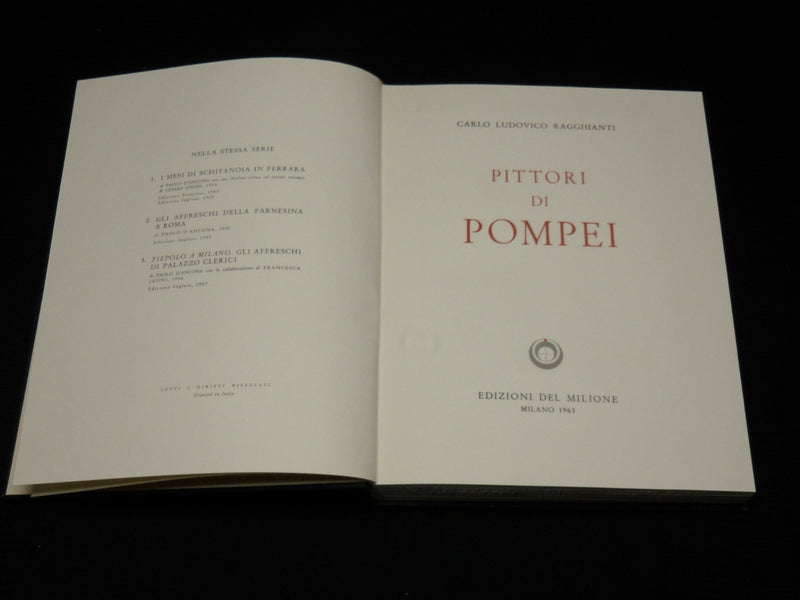 1963 PITTORI DI POMPEI HARDCOVER BOOK BY C. L. RAGGHIANTI W/SLIPCASE - R 722H