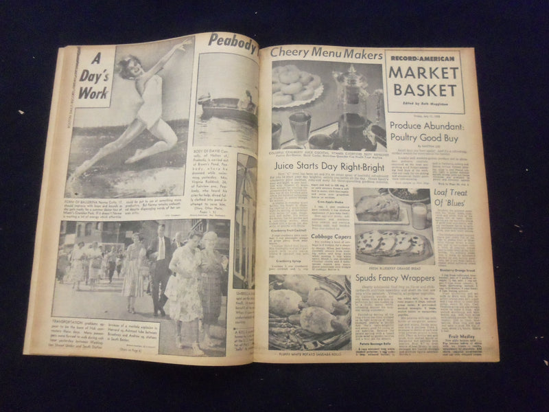 1958 JULY 11 BOSTON DAILY RECORD NEWSPAPER-GOLDFINE DARES THREAT OF JAIL-NP 6353
