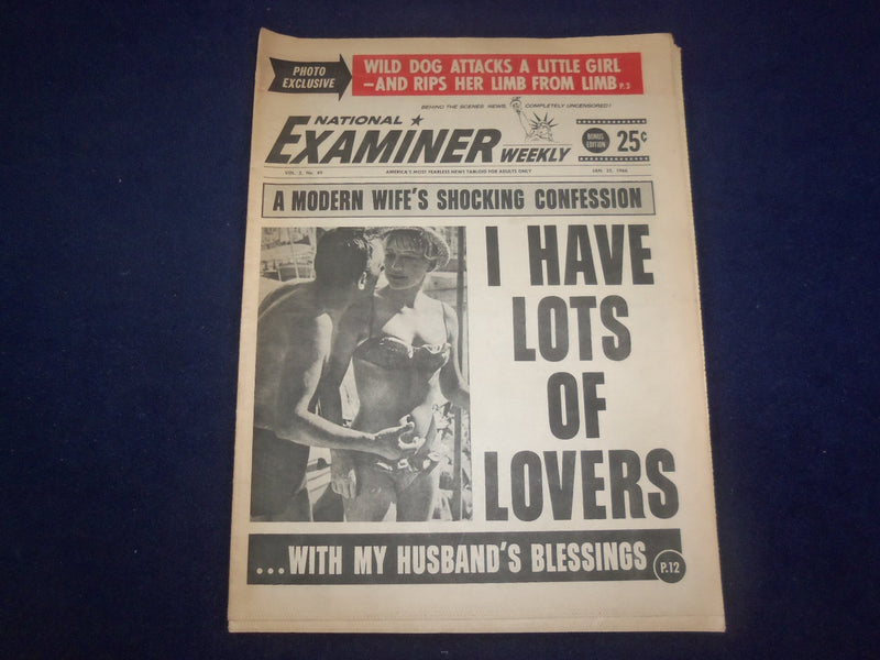 1966 JANUARY 25 NATIONAL EXAMINER NEWSPAPER - I HAVE LOTS OF LOVERS - NP 6909