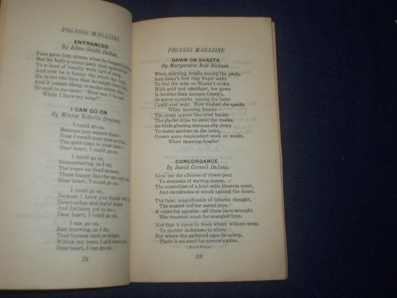 1928 AUGUST PEGASUS MAGAZINE OF VERSE - J 6408