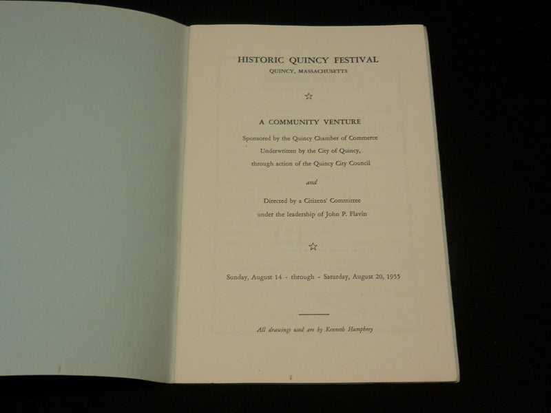 1955 HISTORIC QUINCY FESTIVAL PROGRAM - MASSACHUSETTS - J 7090