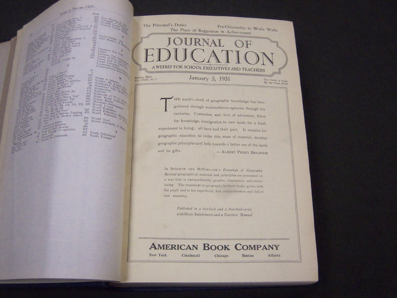 1931 JANUARY-DECEMBER JOURNAL OF EDUCATION BOUND VOLUME - COMPLETE YEAR - R 886