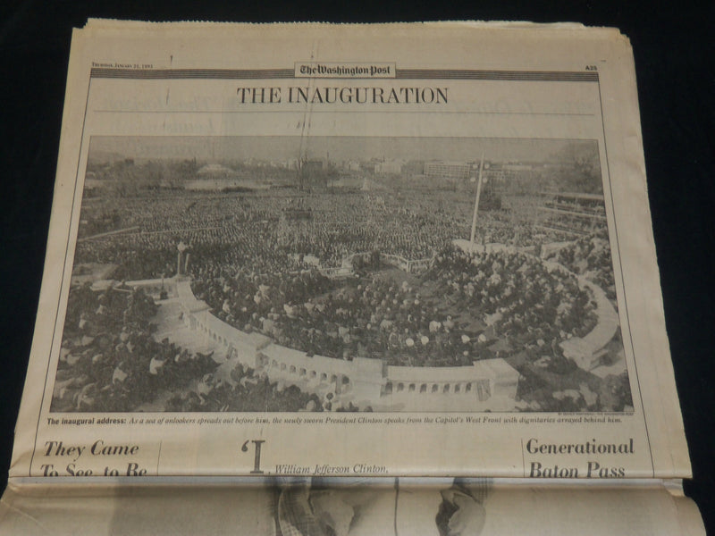 1993 JANUARY 21 WASHINGTON POST NEWSPAPER - CLINTON TAKES OATH - NP 4918