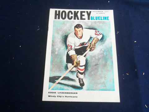 1957 NOVEMBER HOCKEY BLUELINE MAGAZINE - EDDIE LIZENBERGER COVER - ST 267J