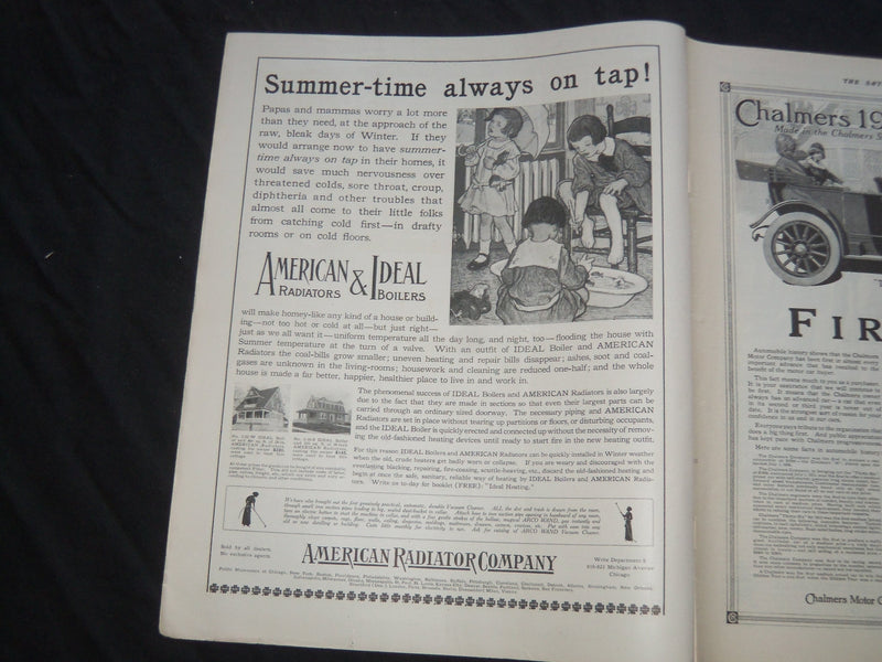 1912 SEPTEMBER 21 THE SATURDAY EVENING POST MAGAZINE - ILLUSTRATED COVER -SP 634