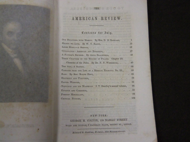 1846 THE AMERICAN REVIEW A WHIG JOURNAL LOT OF 10 - NICE ENGRAVINGS - WR 105E