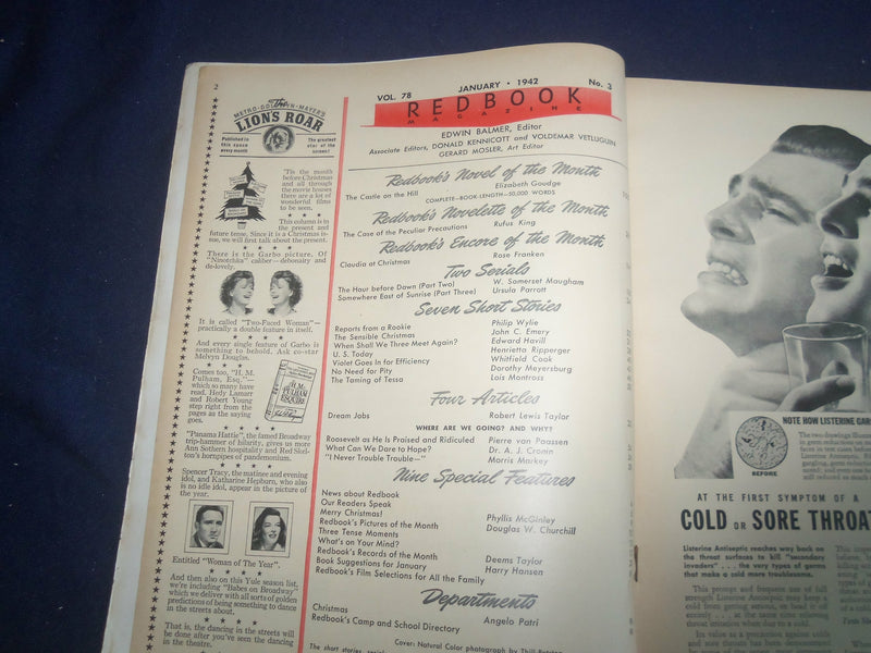 1942 JANUARY REDBOOK MAGAZINE - THE CASTLE ON THE HILL - SP 4796Q