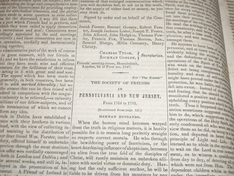 1846-1847 THE FRIEND RELIGIOUS & LITERARY JOURNAL BOUND VOLUME NO. 20 - KD 2682