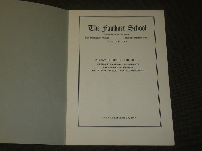 1920'S THE FAULKNER SCHOOL FOR GIRLS BOOK - CHICAGO - J 3562