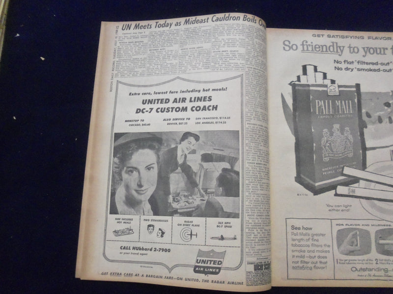 1958 JULY 15 BOSTON DAILY RECORD NEWSPAPER - GI'S LAND IN MIDEAST - NP 6356