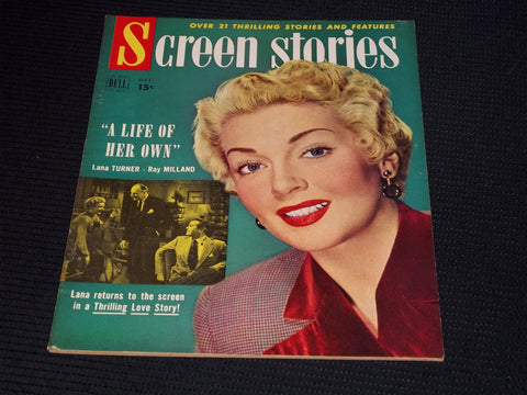 1950 OCTOBER SCREEN STORIES MAGAZINE - LANA TURNER FRONT COVER - E 14468