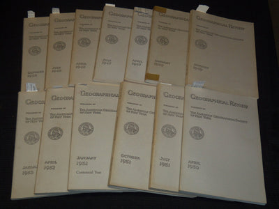 1947-1953 GEOGRAPHICAL REVIEW MAGAZINE LOT OF 13 - GREAT FOLD-OUT MAPS - WR 55P
