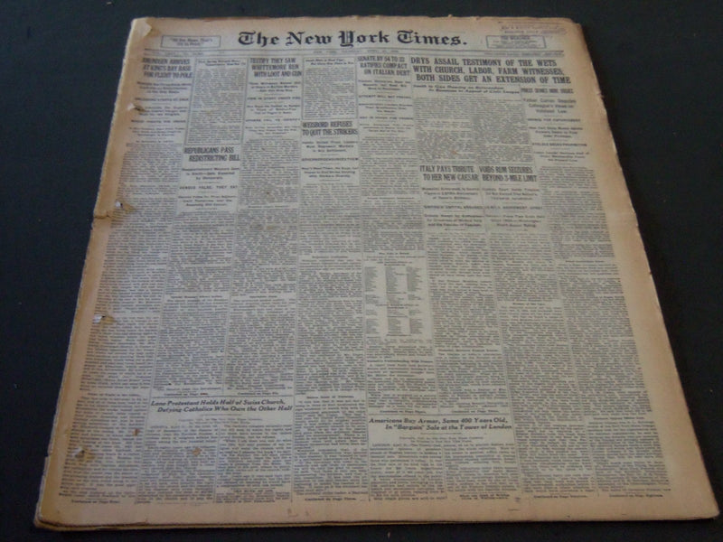 1926 APRIL 22 NEW YORK TIMES - AMUNDSEN ARRIVES AT KING'S BAY BASE - NT 5582