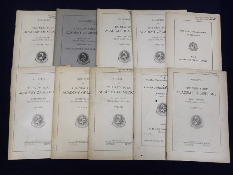 1925-1926 BULLETIN OF THE NEW YORK ACADEMY OF MEDICINE LOT OF 24 ISSUES - O 2115