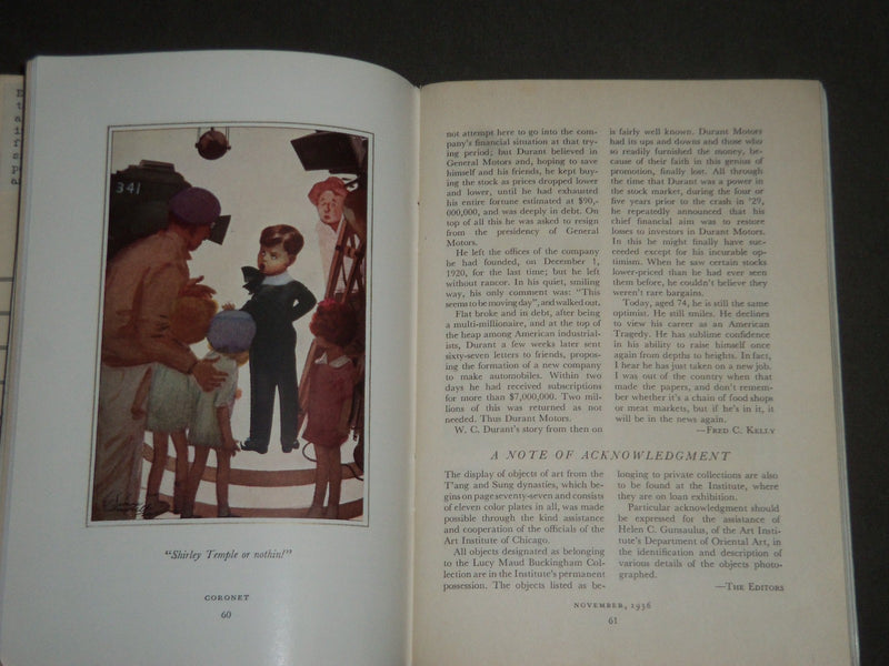 1936 NOVEMBER CORONET MAGAZINE VOLUME 1 NO. 1 LOT OF 3 - J 2498