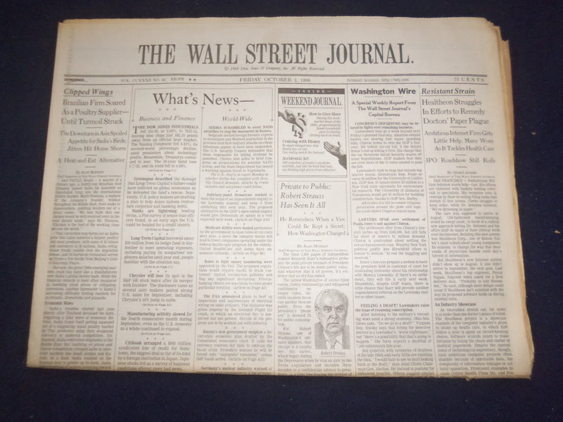 1998 OCT 2 THE WALL STREET JOURNAL-BRAZILIAN FIRM SOARED POULTRY SUPPLIER- WJ 96