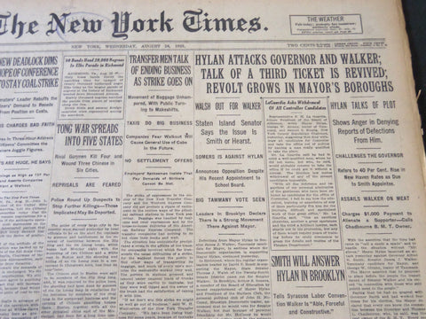 1925 AUGUST 26 NEW YORK TIMES - HYLAN ATTACKS SMITH AND WALKER - NT 5422