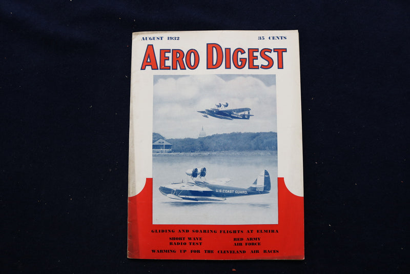 1932 AUGUST AERO DIGEST MAGAZINE - GENERAL AVIATION MODEL FLB-8 COVER - E 11279