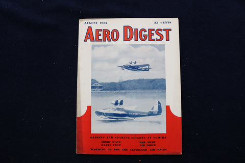 1932 AUGUST AERO DIGEST MAGAZINE - GENERAL AVIATION MODEL FLB-8 COVER - E 11279
