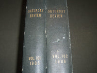 1906 SATURDAY REVIEW 2 BOUND VOLUMES - COMPLETE YR- PUBLISHED IN LONDON - R 1092