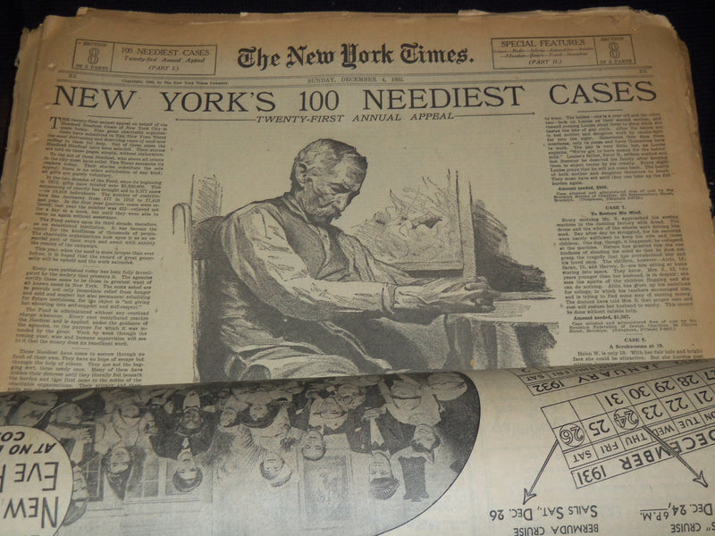 1920-1953 NEW YORK TIMES 100 NEEDIEST CASES SECTIONS LOT OF 67 DIFFERENT- NTL 61