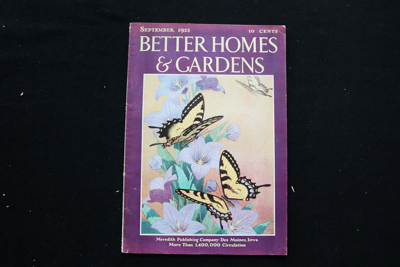 1933 SEPTEMBER BETTER HOMES AND GARDENS MAGAZINE - BUTTERFLIES COVER - E 9823