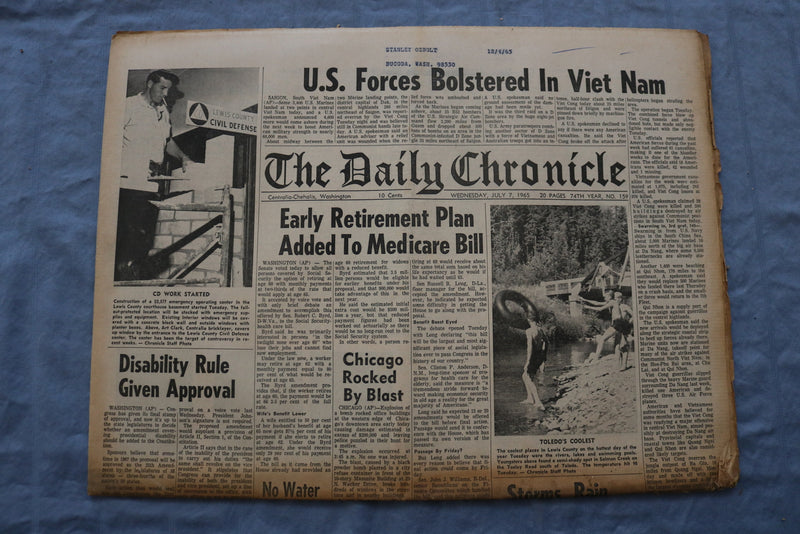 1965 JULY 7 THE DAILY CHRONICLE NEWSPAPER - U.S. FORCES BOLSTERED IN VN- NP 8537