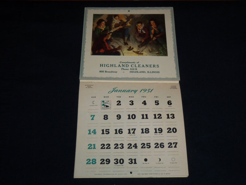 1951 HIGHLAND CLEANERS CALENDAR - ILLINOIS - J 8790