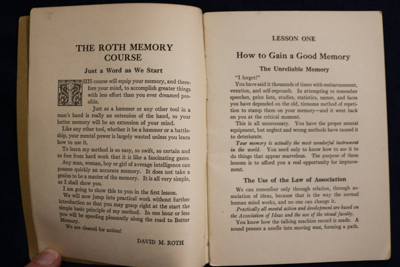 1918 ROTH MEMORY COURSE - SEVEN LESSONS - SOFTCOVER BOOKS - LOT OF 7 - K 1350