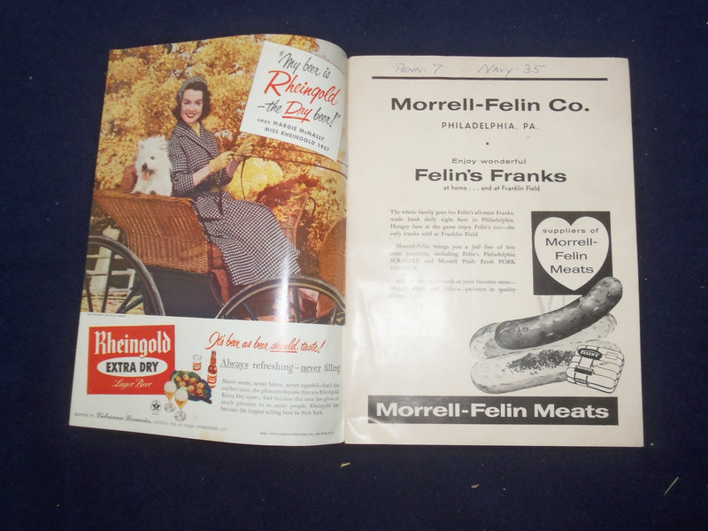 1957 OCTOBER 26 NAVY VS. PENNSYLVANIA FOOTBALL PROGRAM - NICE PHOTOS - J 9455