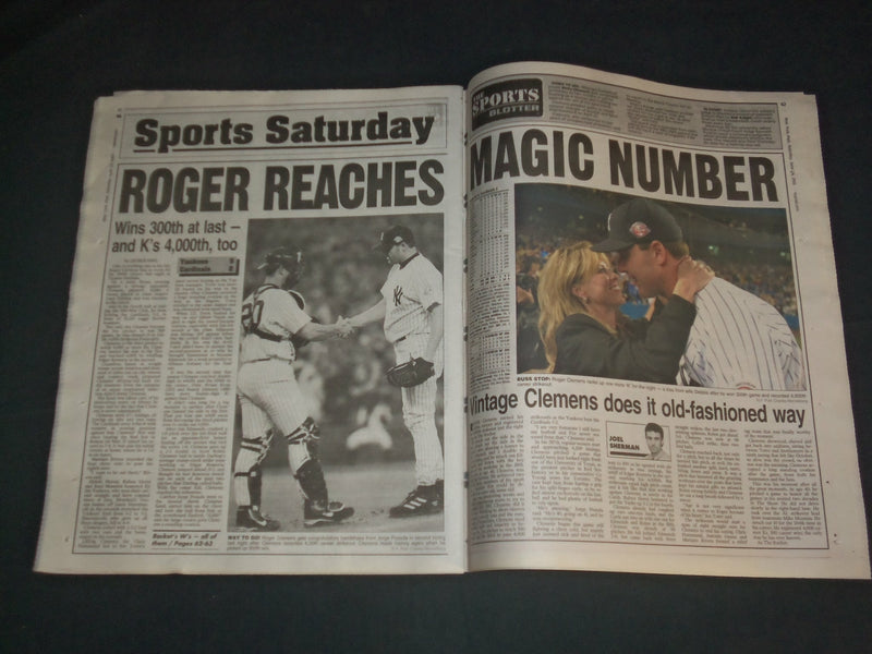 2003 JUNE 14 NEW YORK POST NEWSPAPER - ROGER CLEMENS WINS 300TH GAME - NP 4149