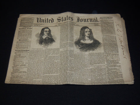 1854 DECEMBER UNITED STATES JOURNAL NEWSPAPER - JOSIAH WINSLOW - NP 3878L