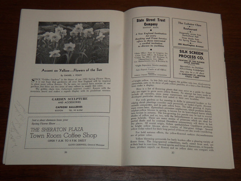 1953 MARCH NEW ENGLAND SPRING FLOWER SHOW 82ND ANNUAL PROGRAM - K 1202