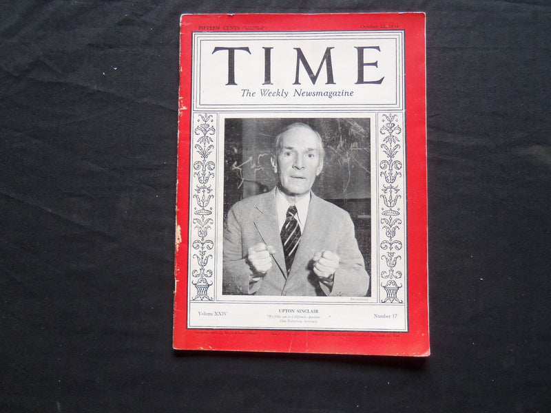 1934 OCTOBER 22 TIME MAGAZINE - UPTON SINCLAIR - T 440