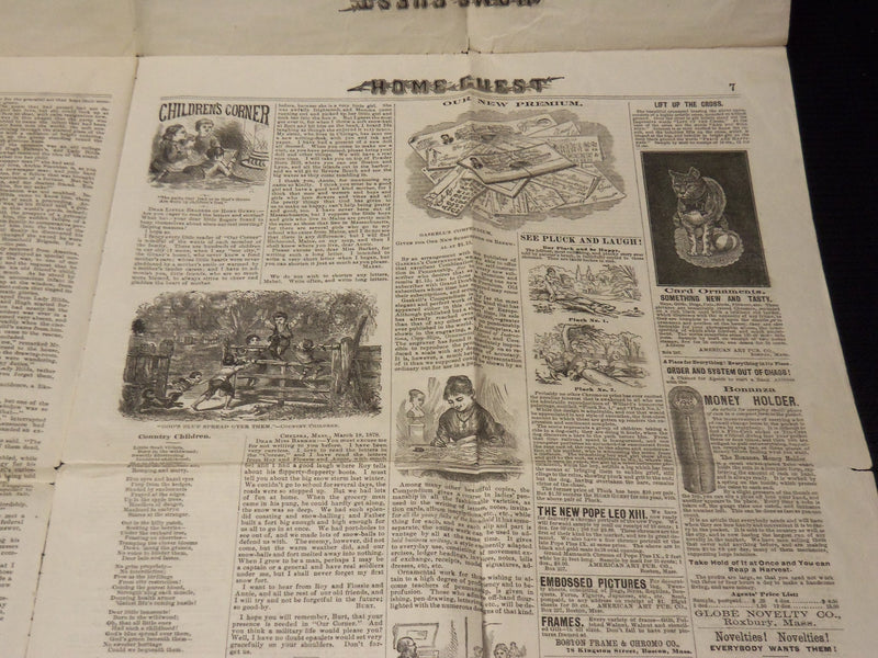 1878 APRIL ILLUSTRATED HOME GUEST NEWSPAPER - GEORGE BANCROFT GRIFFITH - K 61