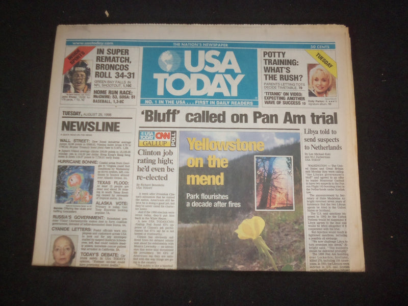 1998 AUGUST 25 USA TODAY NEWSPAPER - 'BLUFF' CALLED ON PAN AM TRIAL - NP 7950