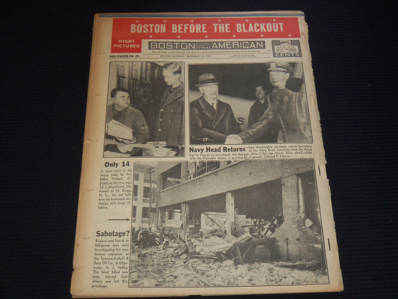 1941 DECEMBER 15 BOSTON AMERICAN NEWSPAPER - SUBS RAIDED HAWAII - NP 2151G