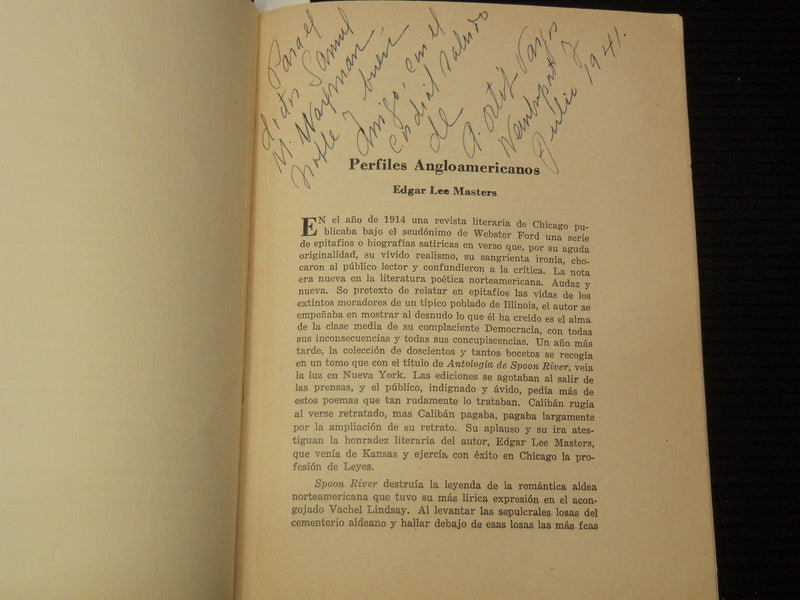 1941 A. ORTIZ VARGAS - PERFILES ANGLOAMERICANOS INSCRIBED LOT OF 2- K 2693